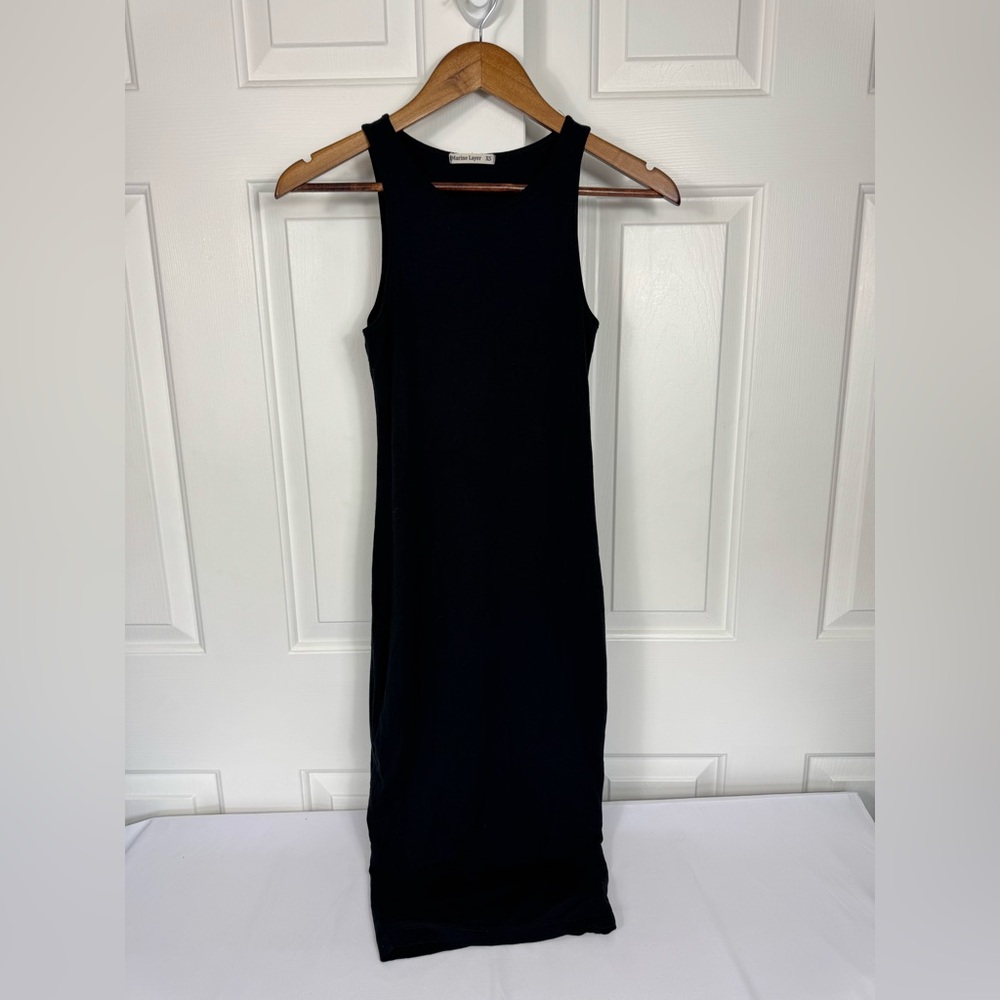 Nwt MARINE‎ LAYER Black Lexi Rib Fit Tank Midi Dress XS